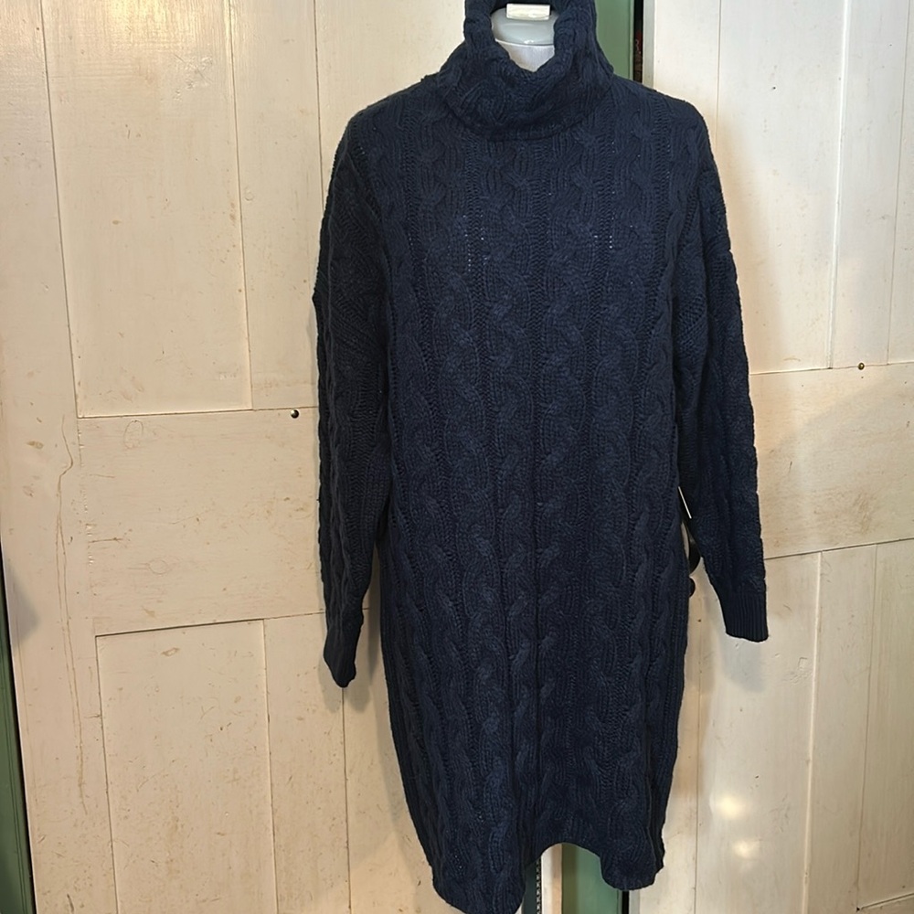 SALE NWT Lulu’s Cable Knit Navy Sweater Dress Sze Med Business Collegiate Preppy